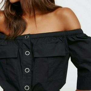 Free People Black off the Shoulder Top